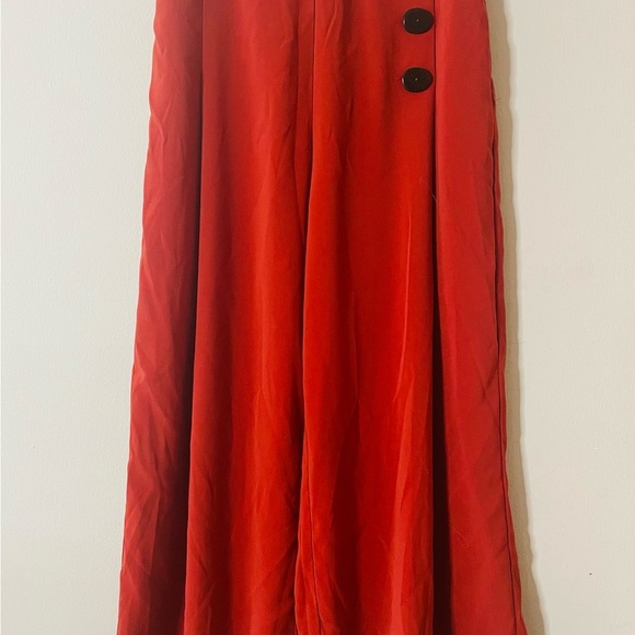 Zara Scarlet A-Line Pants with Button Detail - Picture 3 of 9